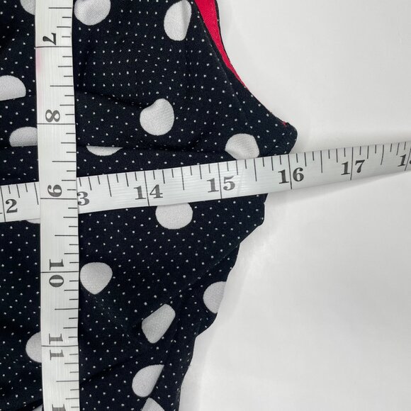 Dress Barn Vintage Black White Polka Dot Ruched Waist Cap Sleeve Midi Dress Sz 4 - Picture 8 of 13